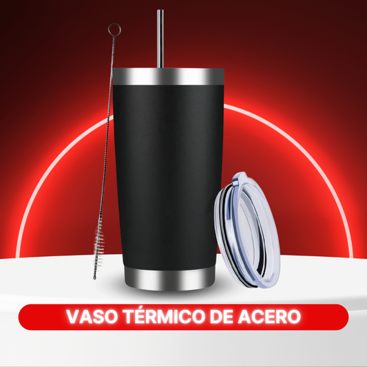 Vaso Térmico De Acero Inoxidable Con Tapa + Pajita de Acero Inoxidable