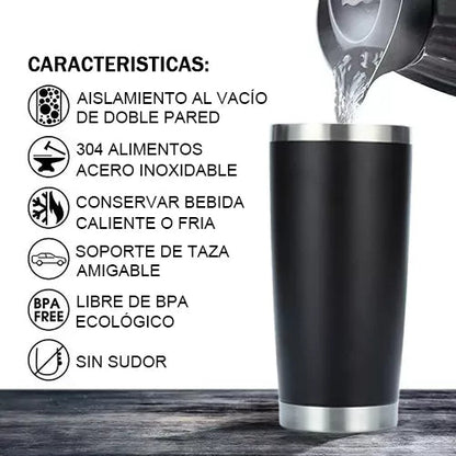 Vaso Térmico De Acero Inoxidable Con Tapa + Pajita de Acero Inoxidable - Cafekhaley